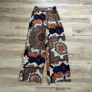 Marciano Multicolor Abstract Geometric Wide Leg Pants Sheer Built in Shorts
